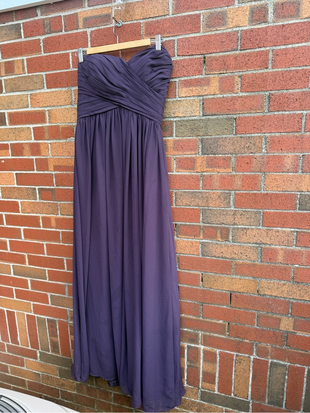 Levkoff Strapless Purple Chiffon Bridesmaid Dress Size 8 Formal Maxi Gown